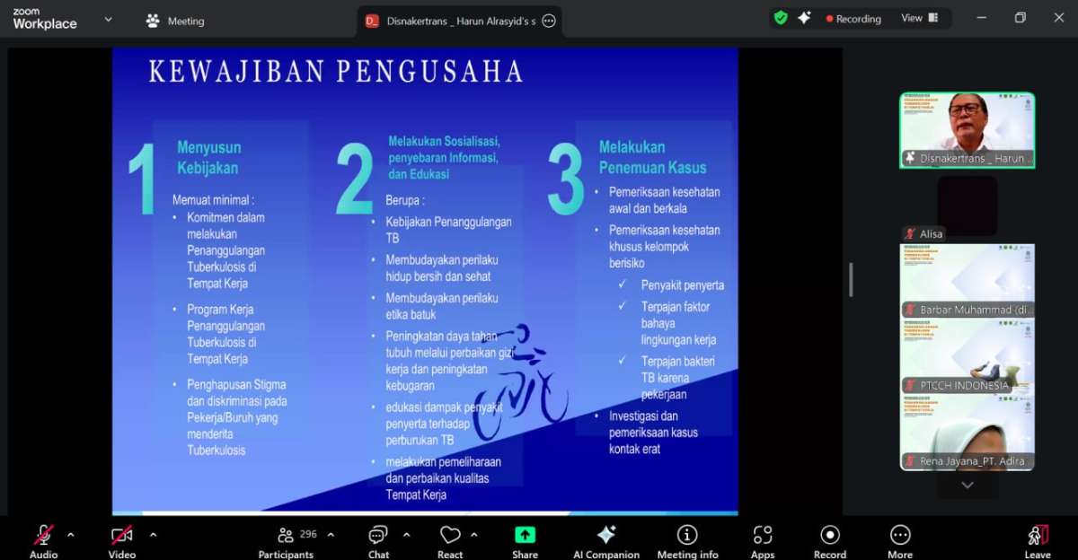 Webinar Pencegahan & Penanggulangan Tuberculosis di Tempat Kerja